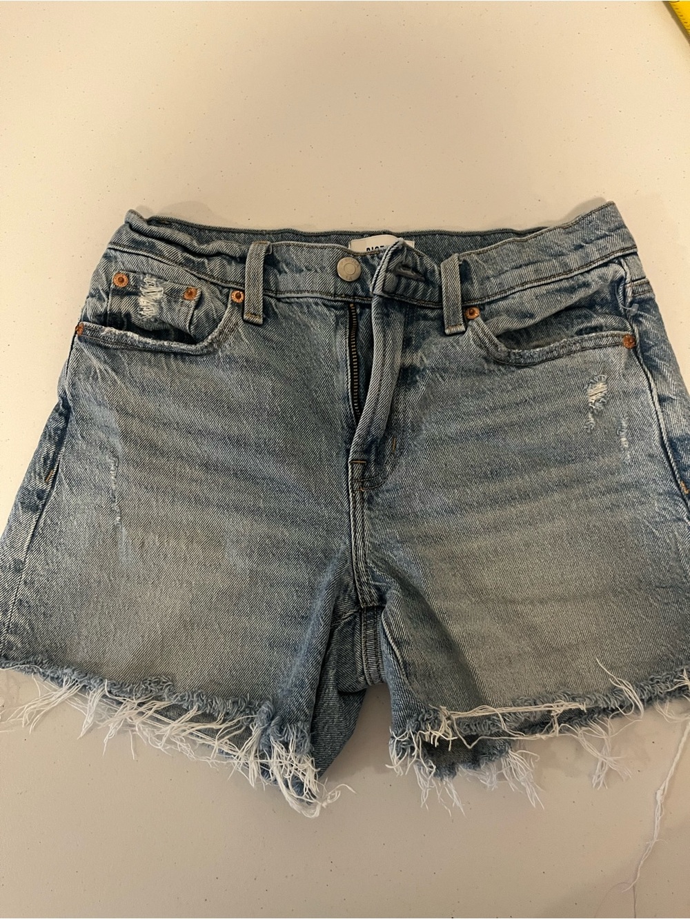 Pistola  light blue distressed denim shorts with frayed hem